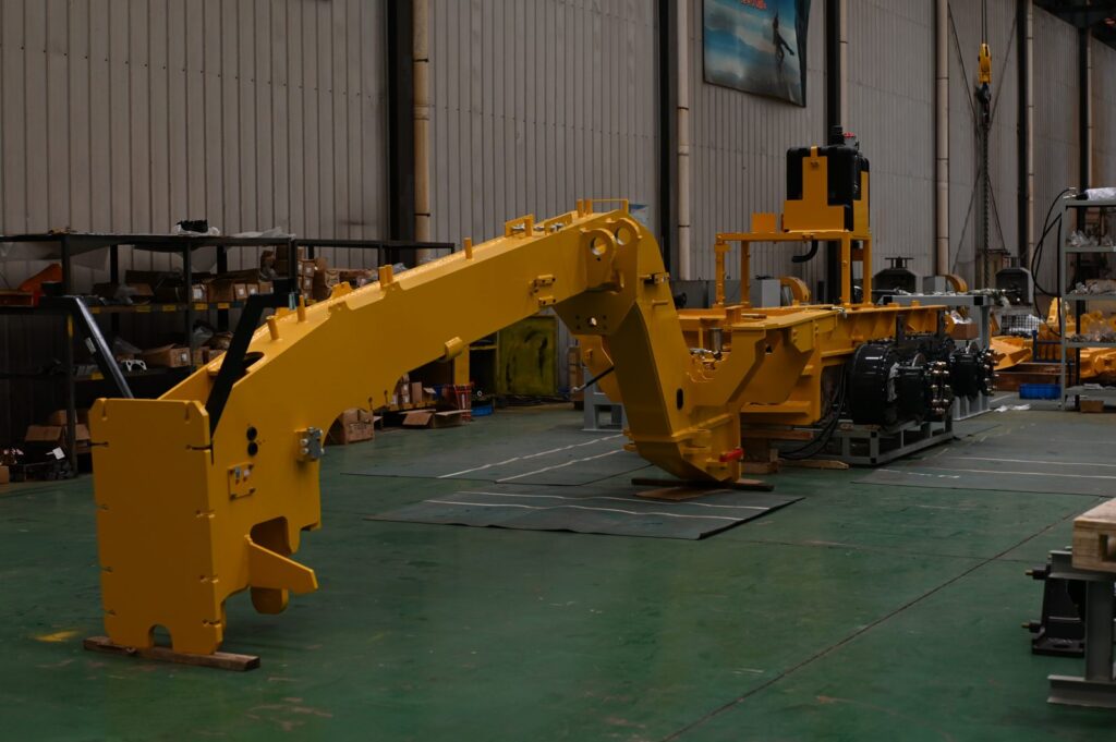 Motor grader front frame assembly line